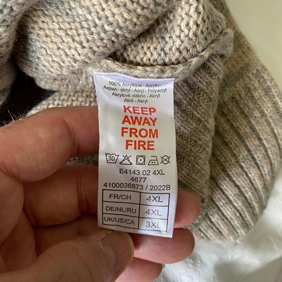 Atlas for Men Medium Knit Men's Tan/Gray Long Sleeve Zip Up Cardigan Size 3XL - Picture 6 of 12